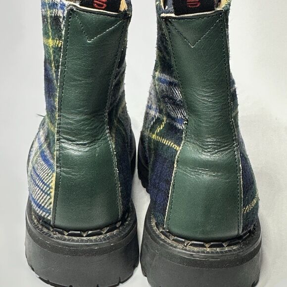 Vintage London Underground Combat Boots Chunky Tartar Leather Green Size UK 5 - Picture 4 of 16